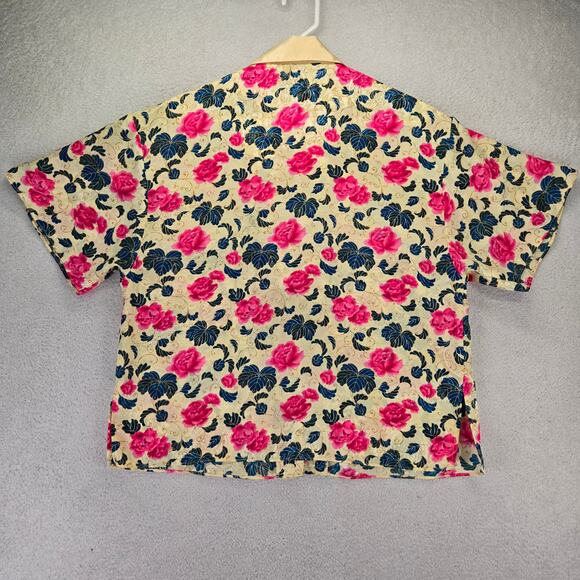 Vintage Victorias Secret Night Shirt Womens S Pink Cream Floral Missing Buttons - Picture 5 of 10